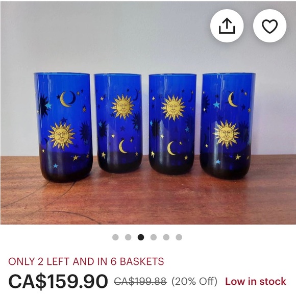 RARE Vintage Libbey Cobalt Blue Celestial Tumblers Sun Moon Stars Glass set of 4 - Picture 11 of 12